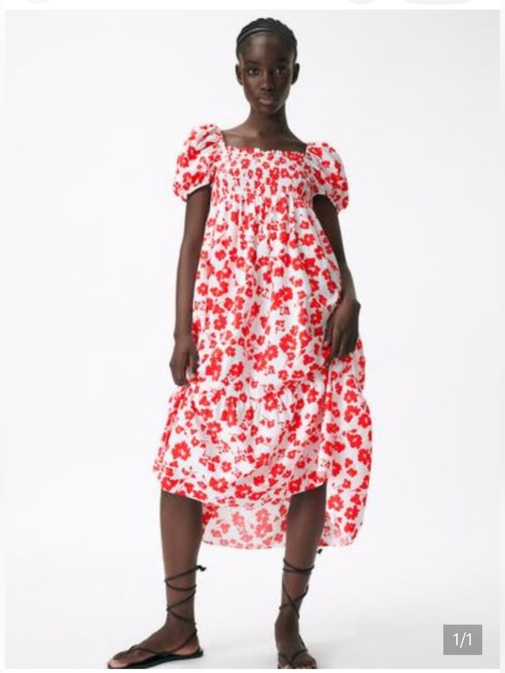 Zara Floral Midi Poplin Dress